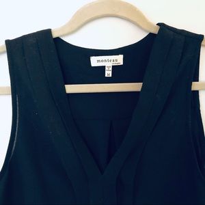 Monteau Black V Neck Sleeveless Blouse